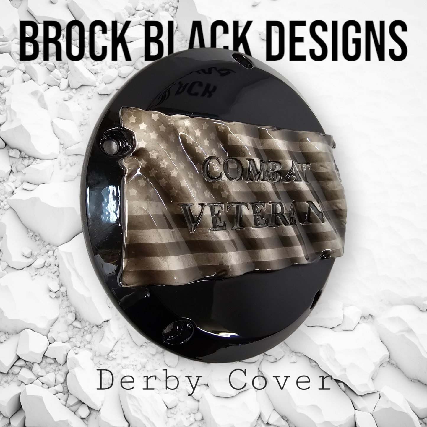 Tattered American Flag with Cobat Veteran Harley derby cover