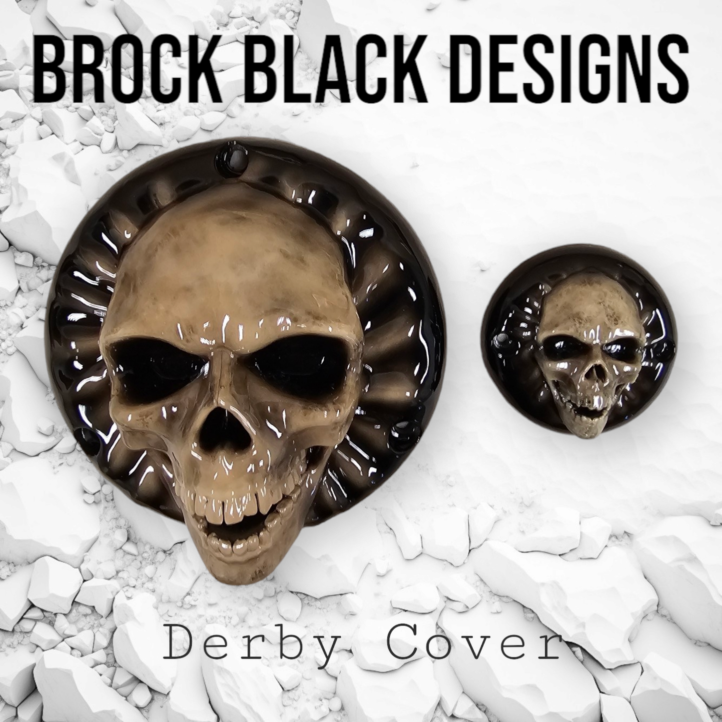 3D screaming skull derby cover and points cover