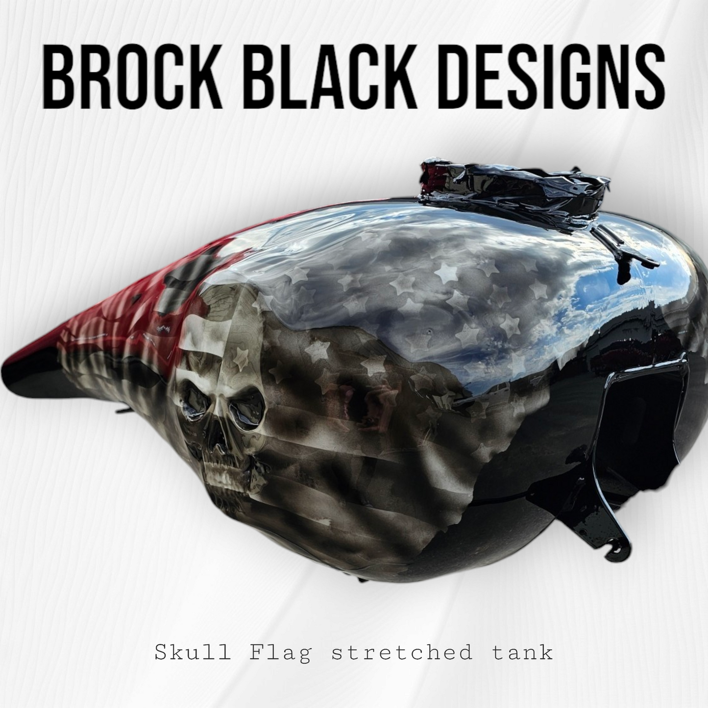 Skull stretching through American flag themed tank