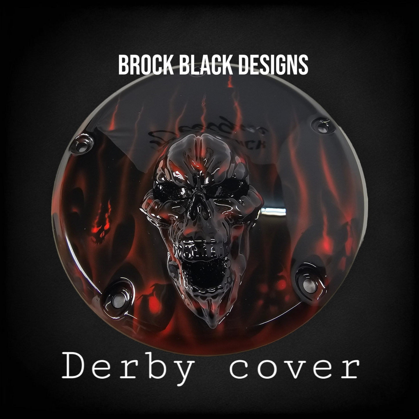 Harley Derby Cover Flames and skulls