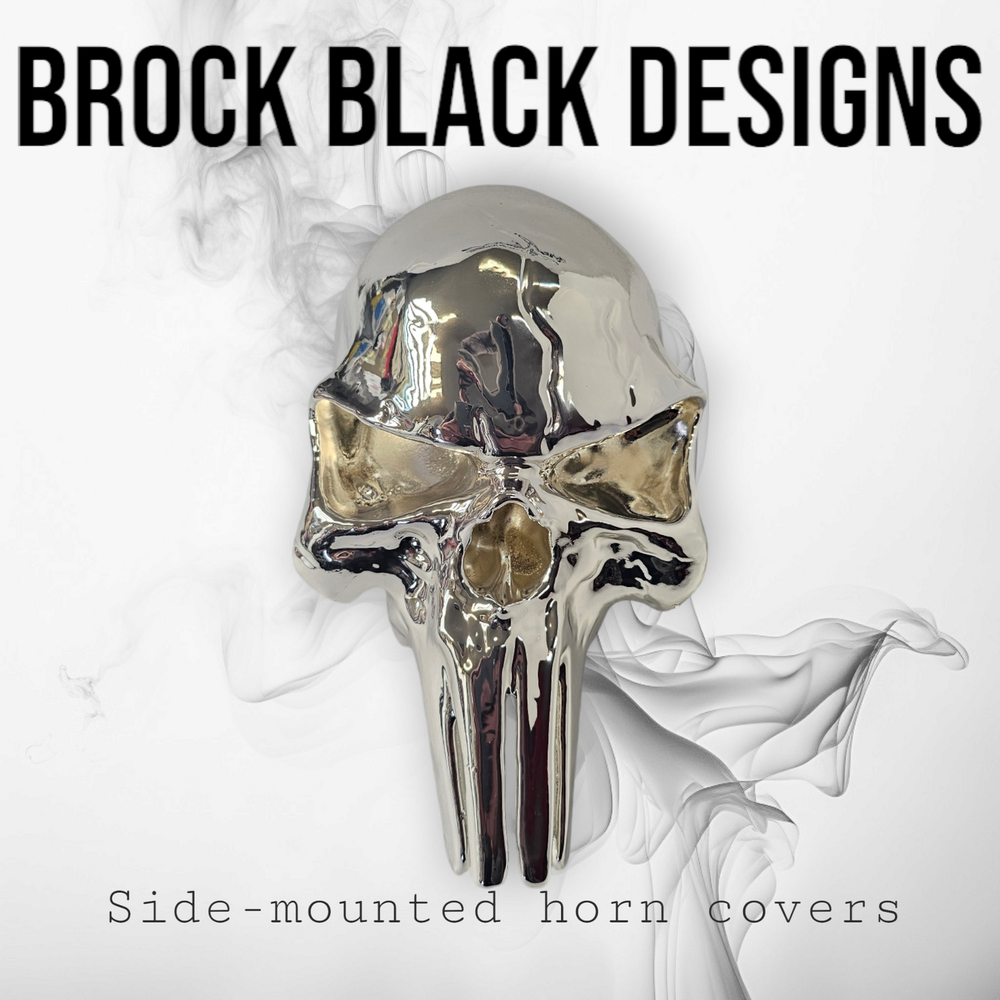 Chrome Punisher skull side-mounted horn cover