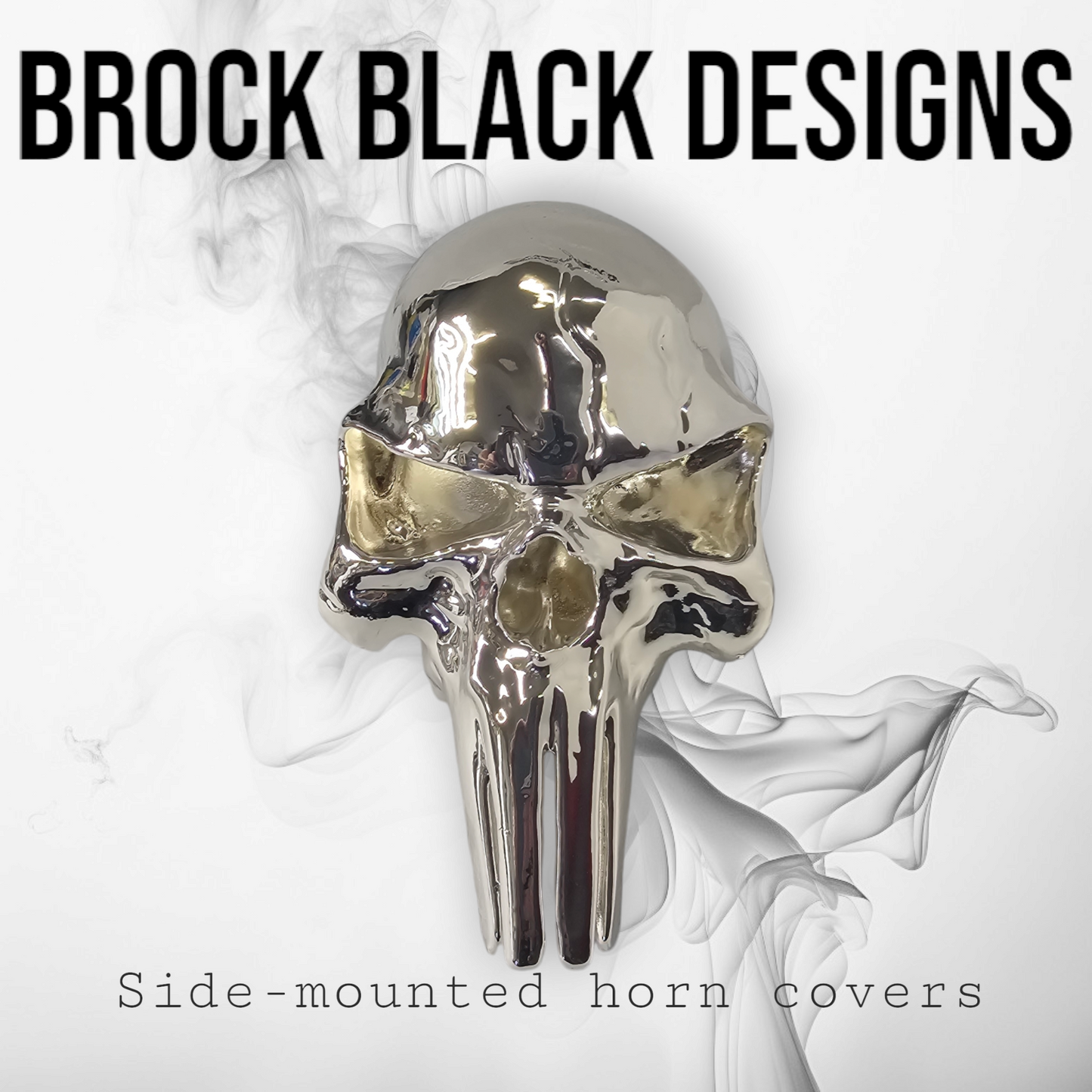 Chrome Punisher skull side-mounted horn cover