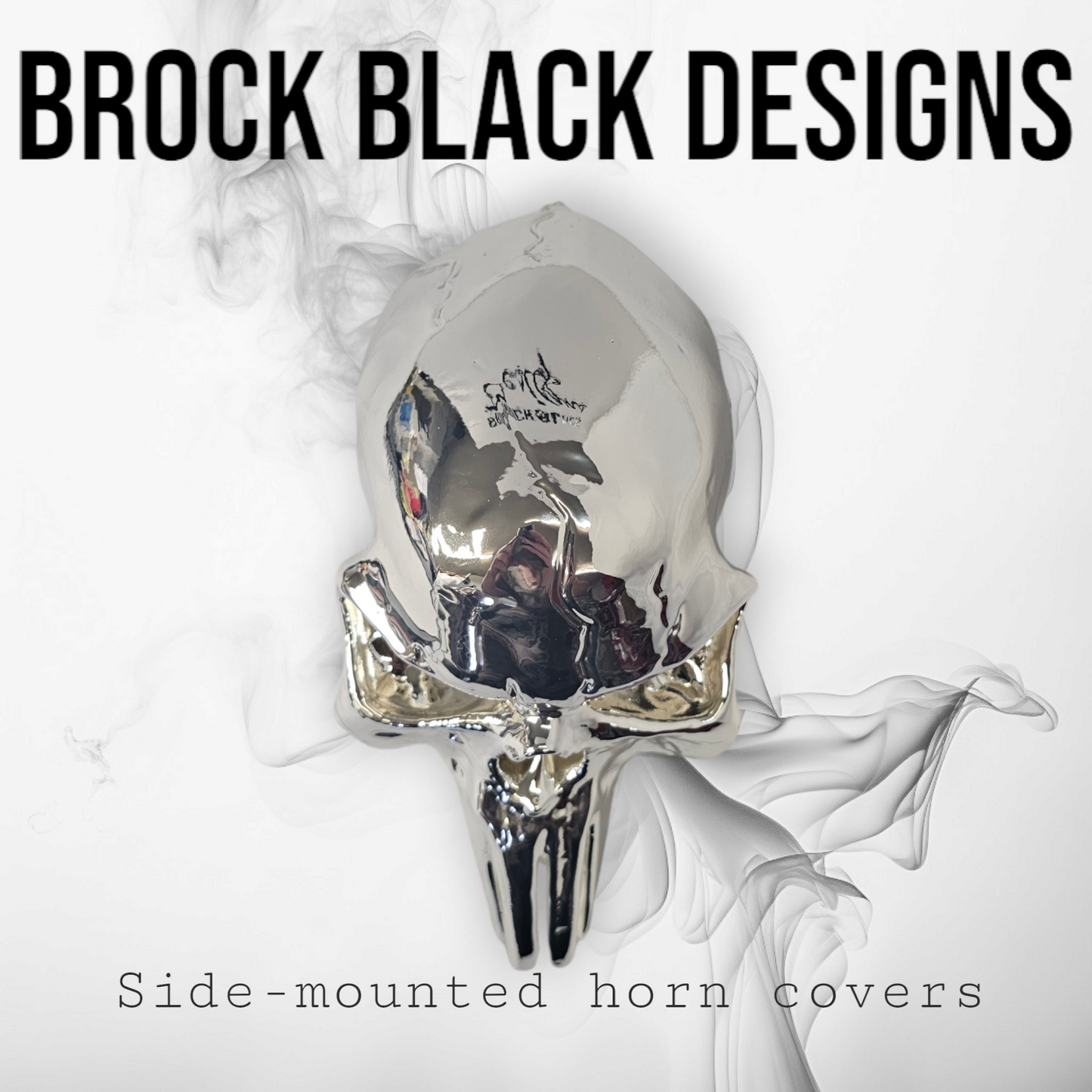 Chrome Punisher skull side-mounted horn cover