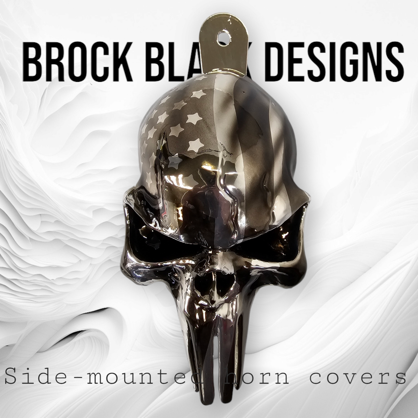 Chrome Punisher skull side-mounted horn cover