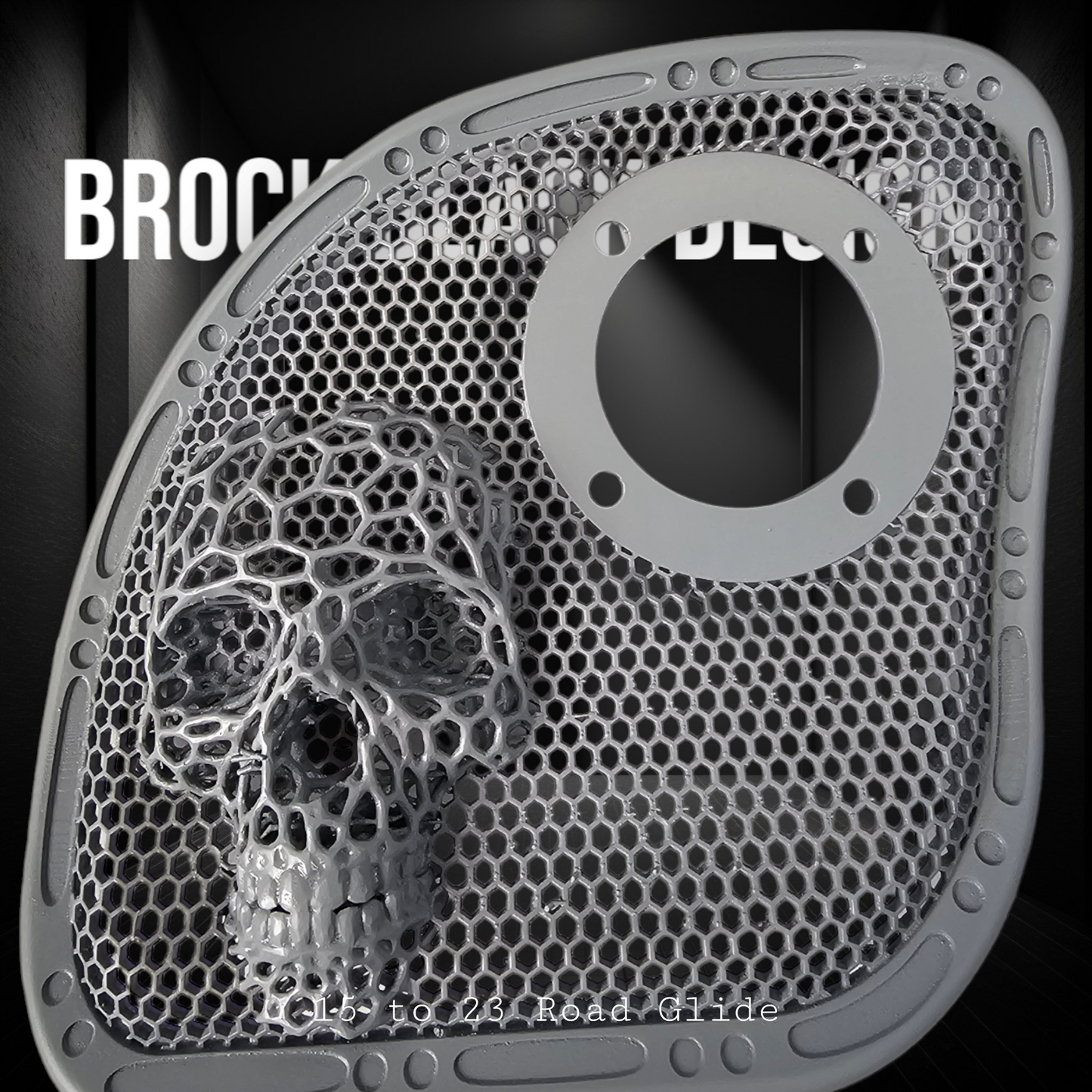 98 to 23 Road Glide webbed skull with Diamond horn speakers grill covers set