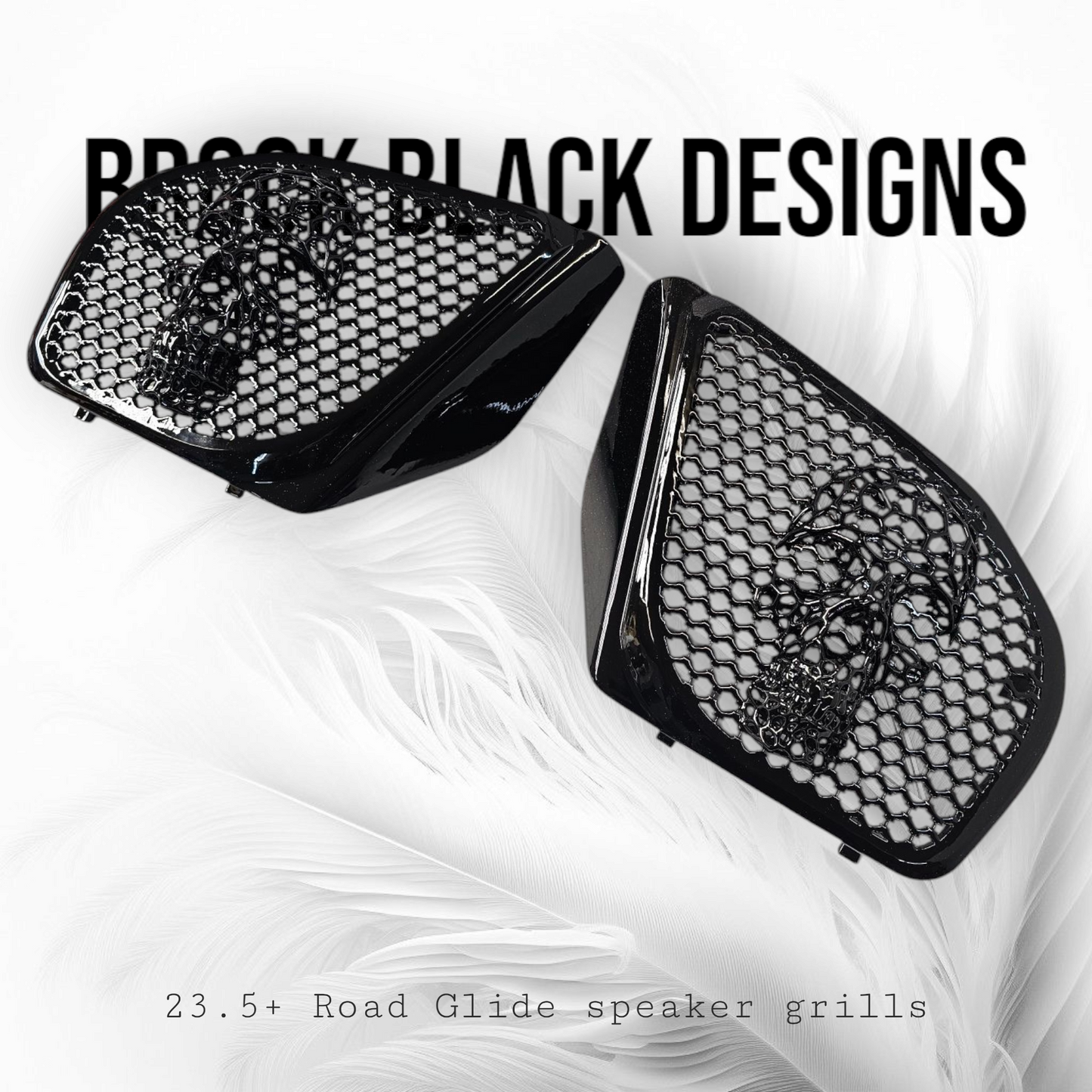98-2024 Road Glide 3D webbed Skull speakers grill covers set