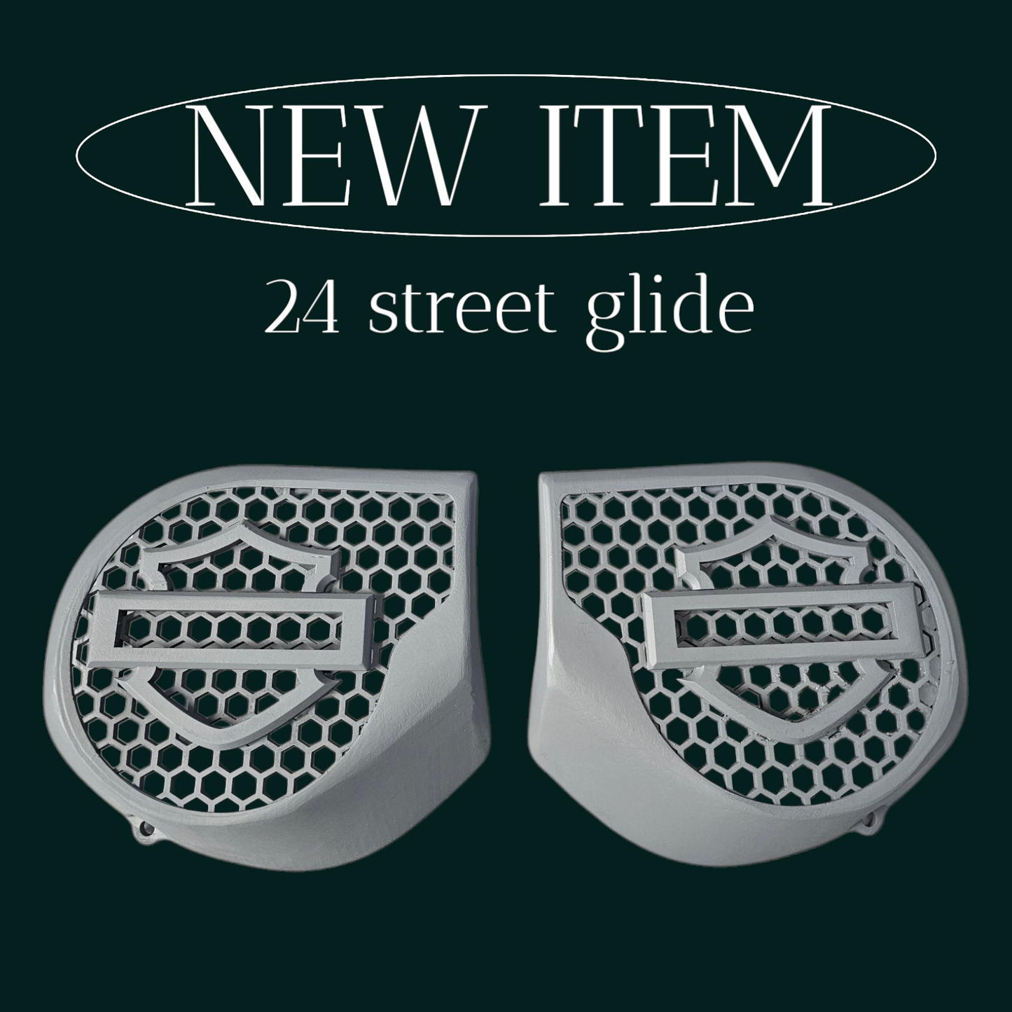 23.5+ Harley inner 3D shield speakers grill covers set