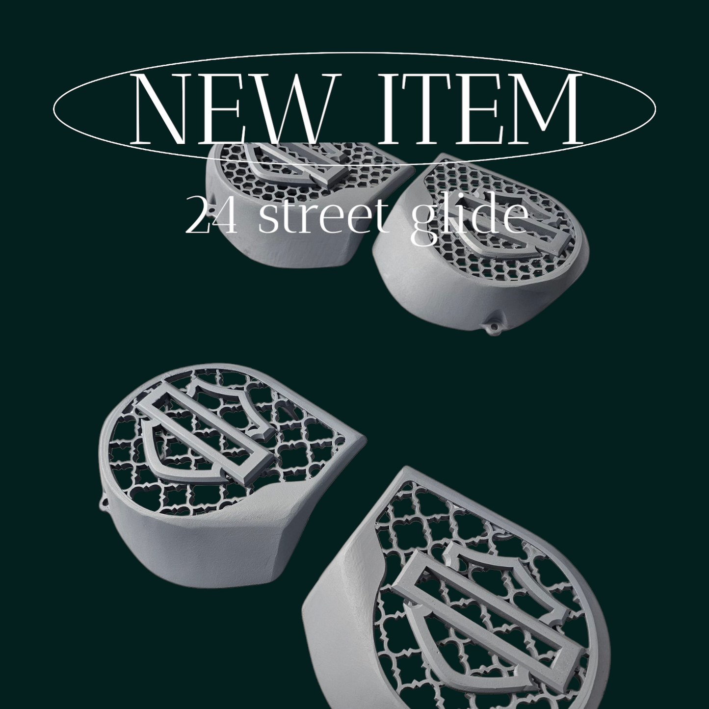 23.5+ Harley inner 3D shield speakers grill covers set