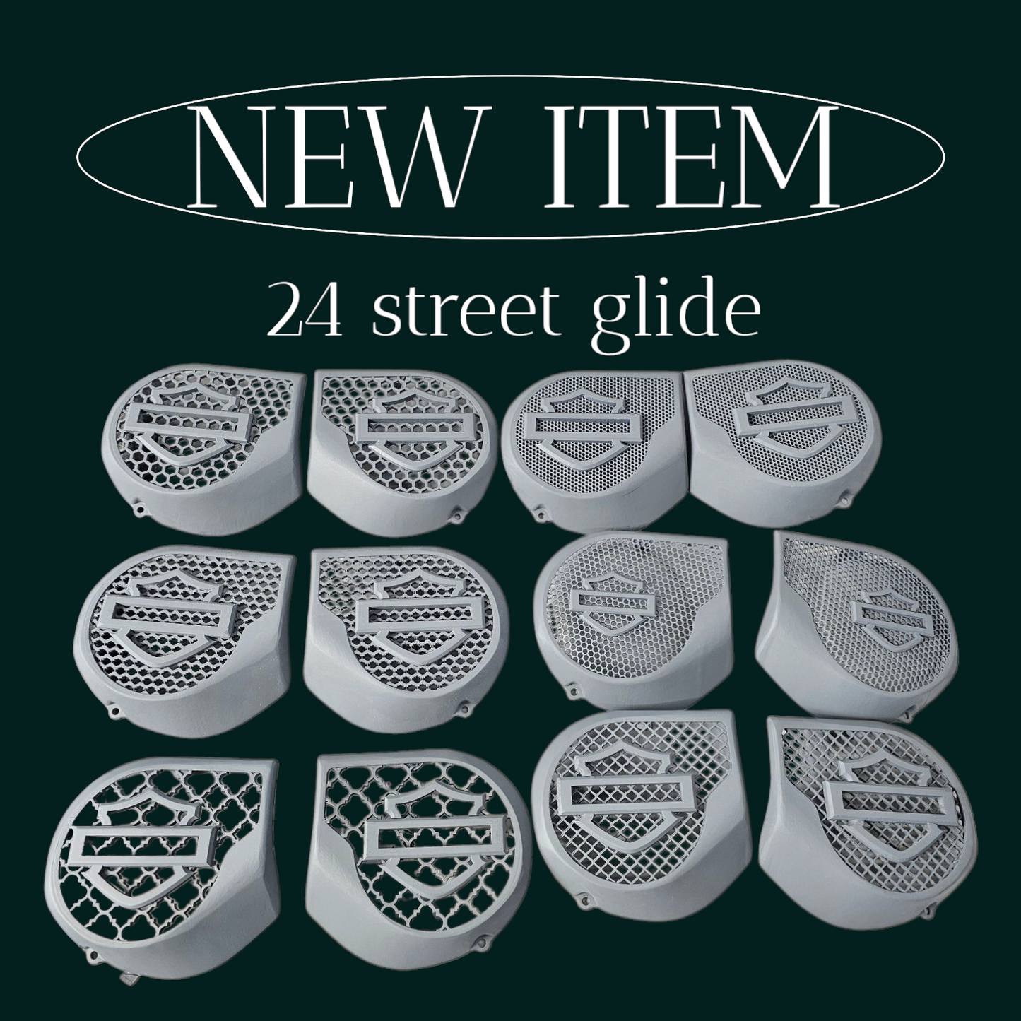 23.5+ Harley inner 3D shield speakers grill covers set