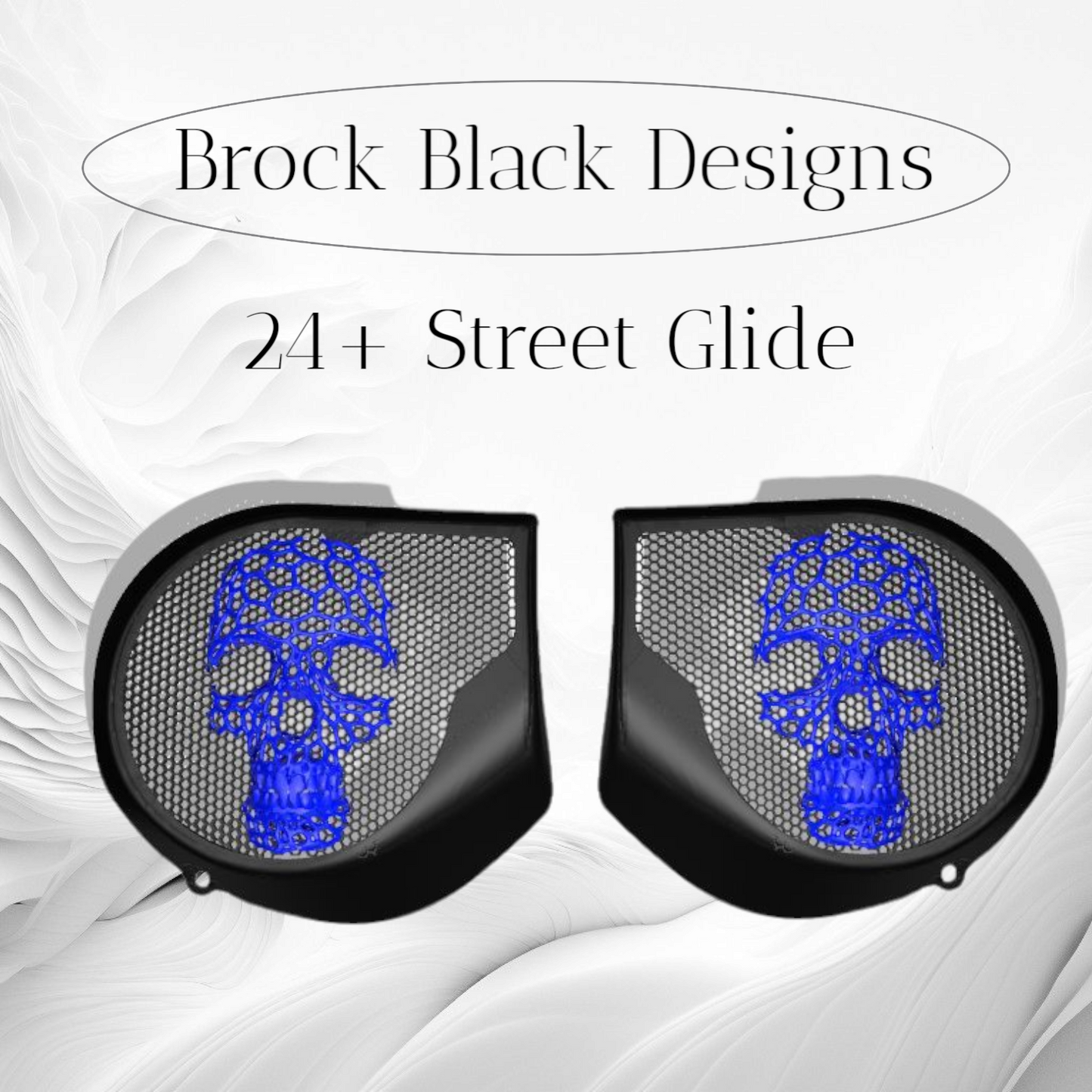 97-25+ Harley inner Touring 3D webbed skull speakers grill covers set