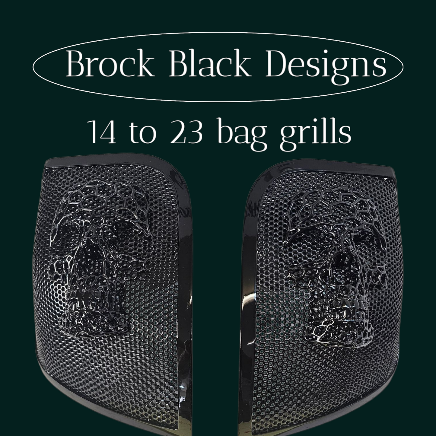 14-24 Harley Davidson bag lid Speaker Grill Cover webbed skull