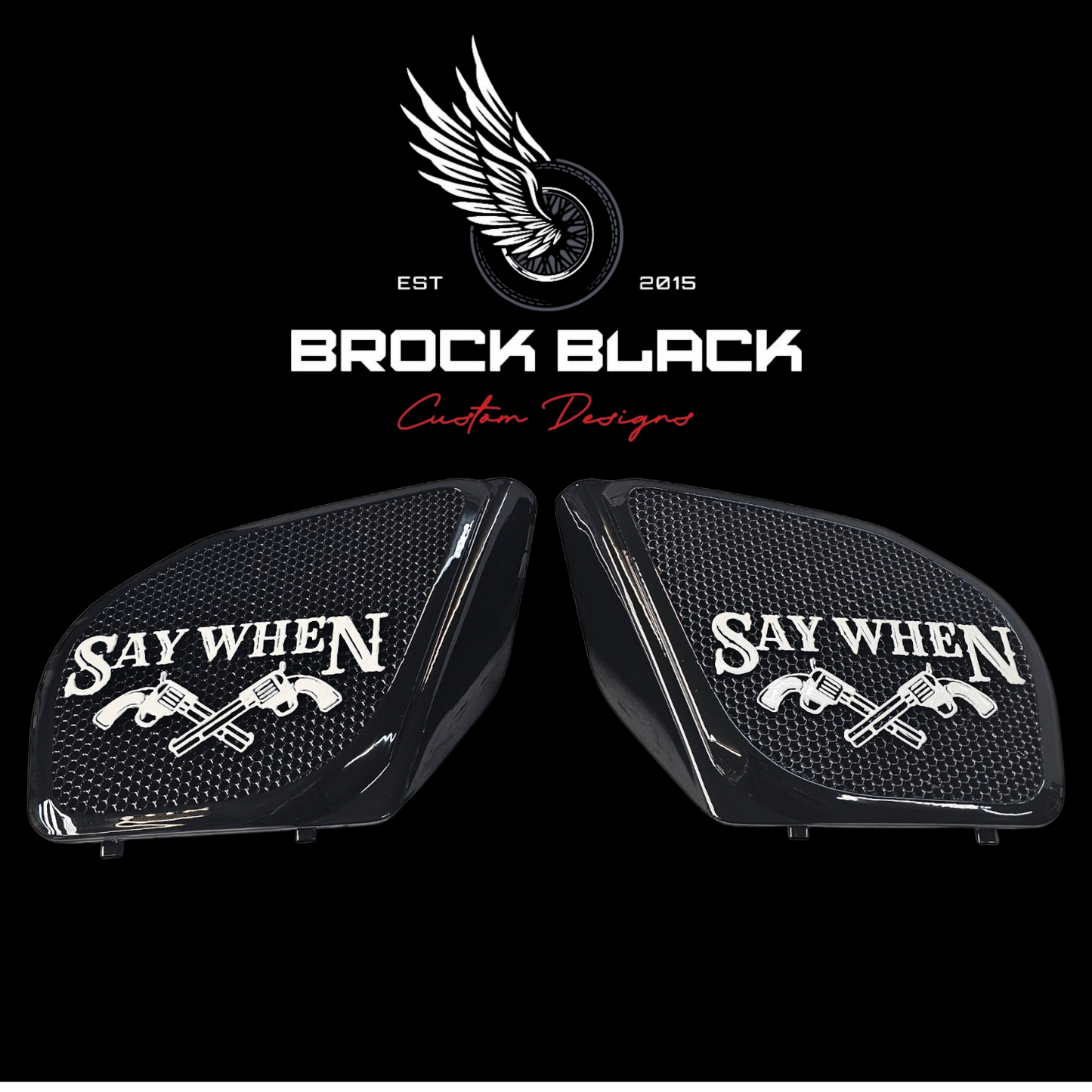 98 to 2024 Road Glide 3D Say When speakers grill covers set