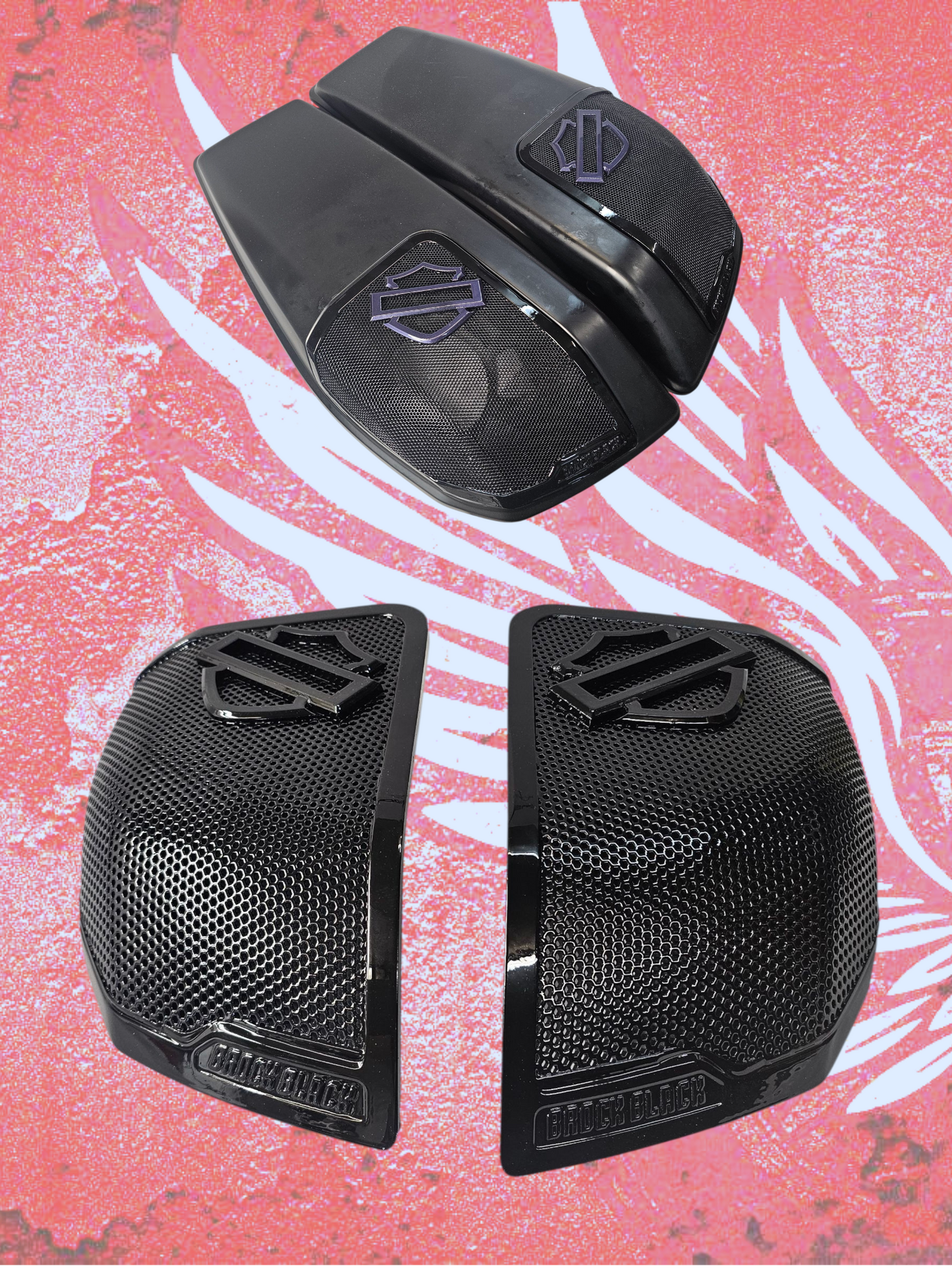 24+ Harley Davidson bag lid Speaker Grill Cover Guard shield theme