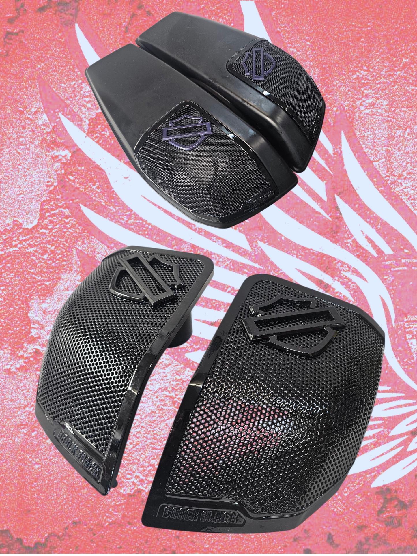 24+ Harley Davidson bag lid Speaker Grill Cover Guard shield theme