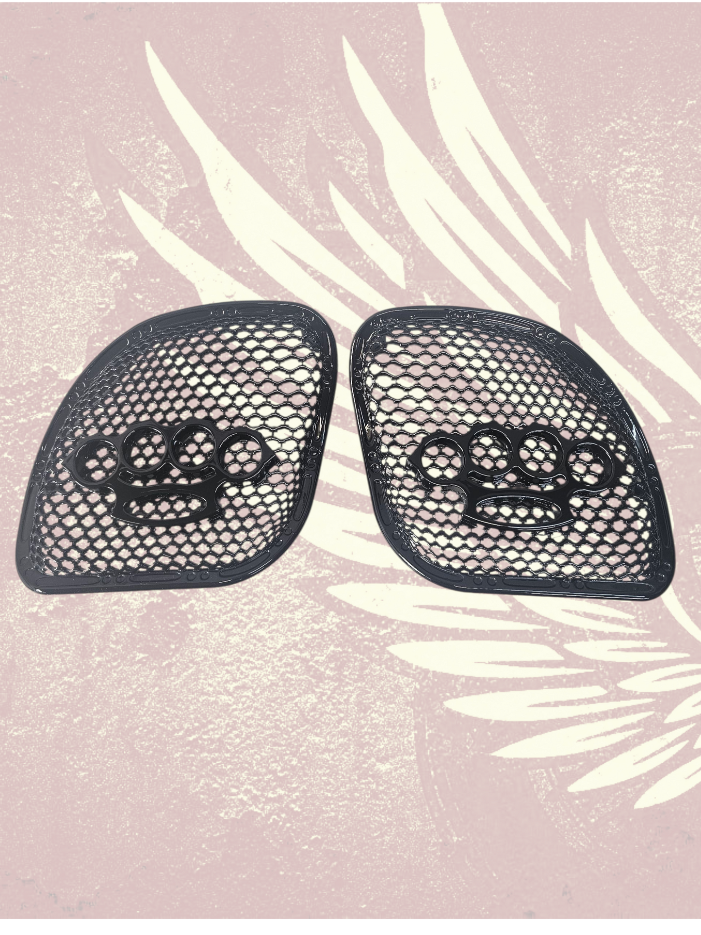 98-2024 Road Glide 3D brass knuckles speakers grill covers set