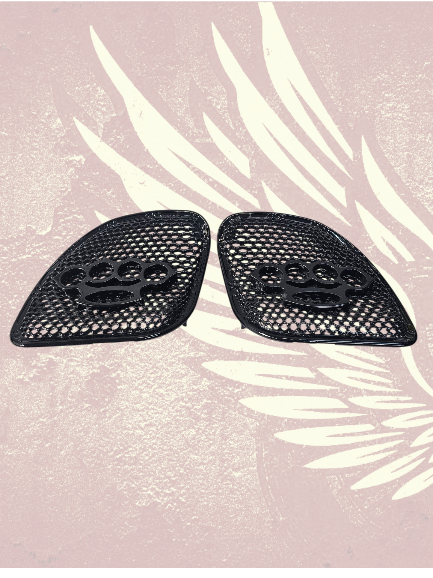 98-2024 Road Glide 3D brass knuckles speakers grill covers set