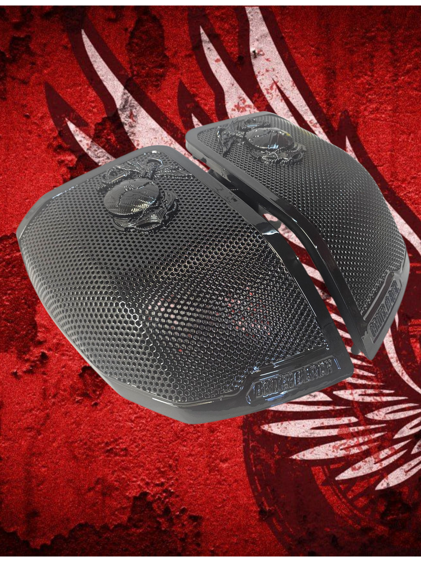 24+ Harley Davidson bag lid Speaker Grill Cover USMC