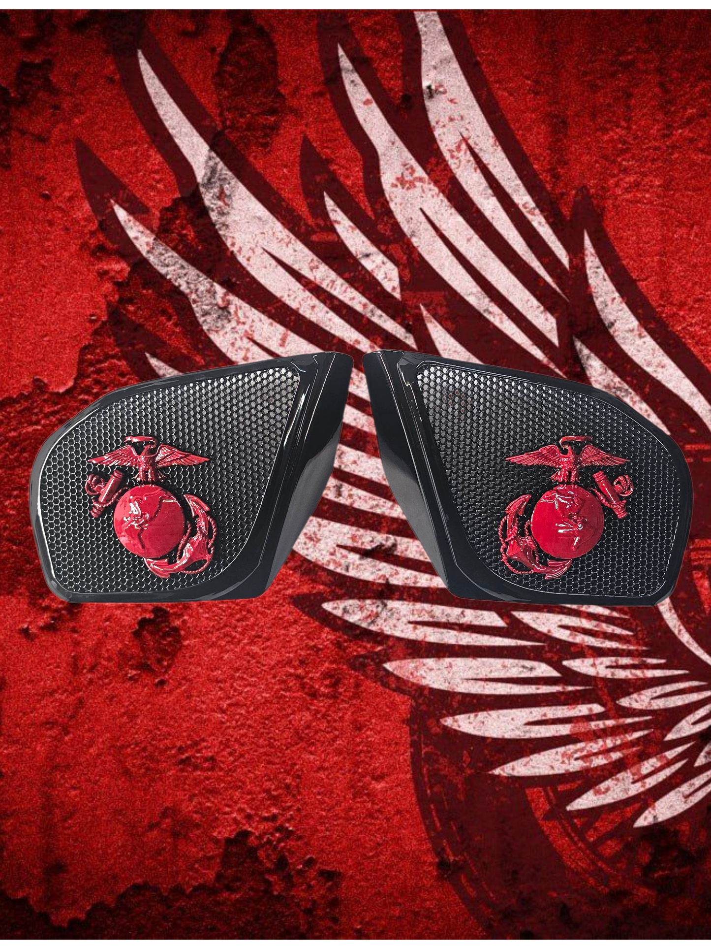 98-2024 Road Glide 3D USMC speakers grill covers set