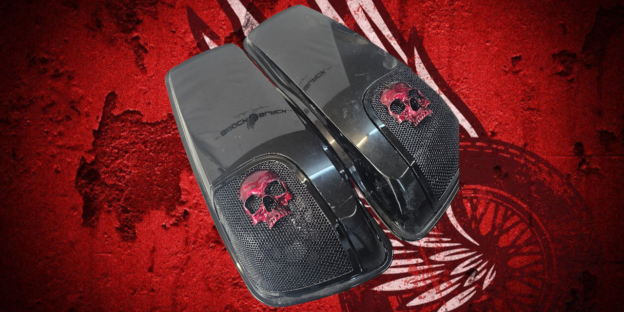 14-24 Harley Davidson bag lid Speaker Grill Cover Ancient Skull