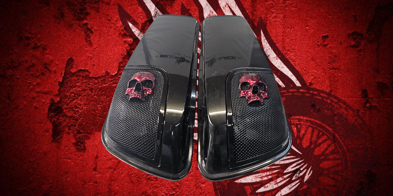 14-24 Harley Davidson bag lid Speaker Grill Cover Ancient Skull
