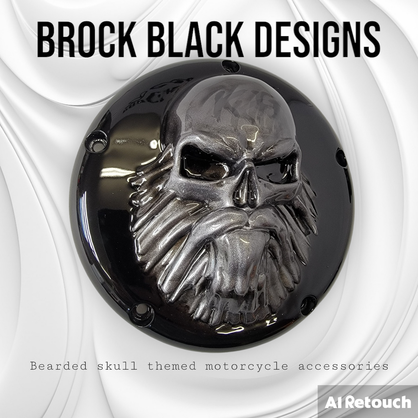 3D bearded skull derby cover and points cover