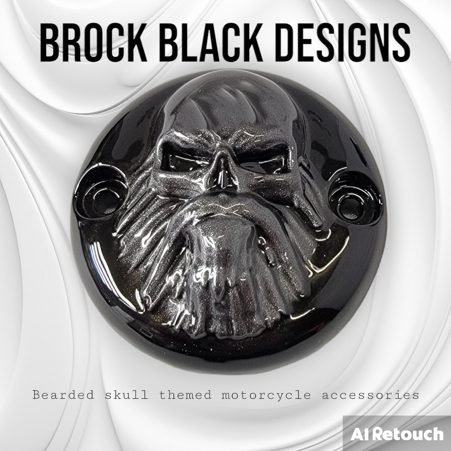 3D bearded skull derby cover and points cover