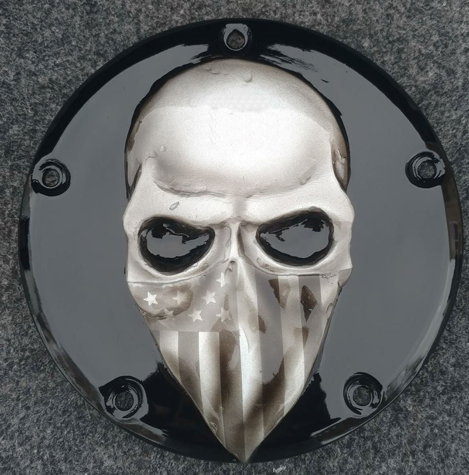 3D skull bandit with American Harley bandanna Derby  Cover