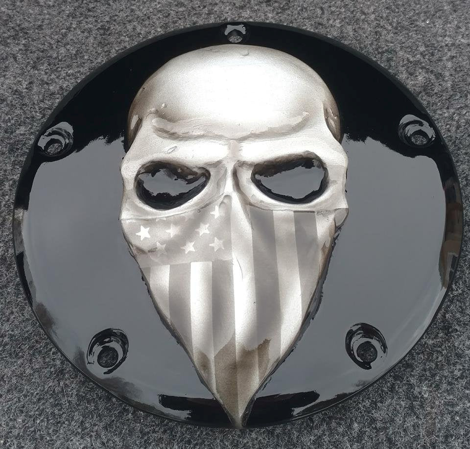 3D skull bandit with American Harley bandanna Derby  Cover