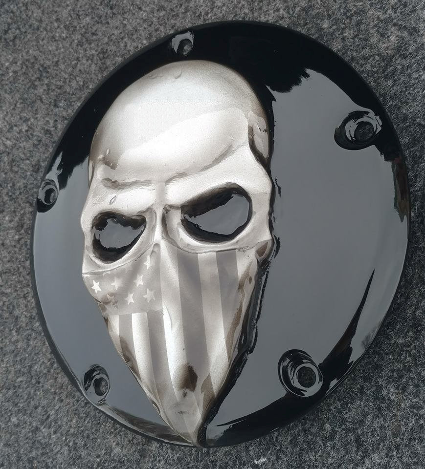 3D skull bandit with American Harley bandanna Derby  Cover