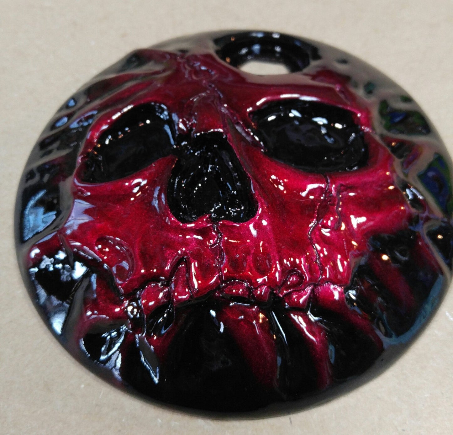 Realistic skull on Harley touring fuel door