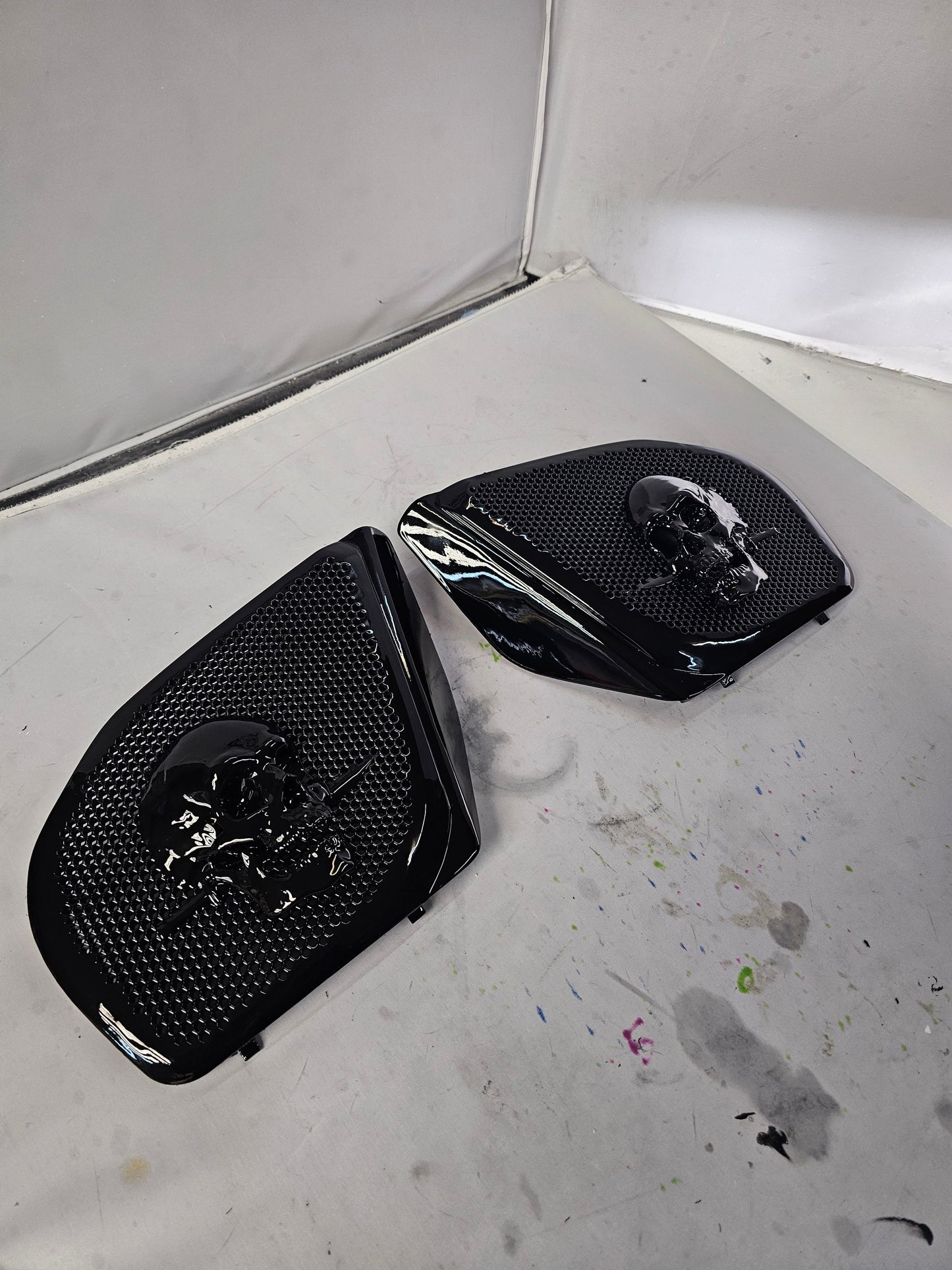 98 to 2024 Road Glide 3D skull and dagger speakers grill covers set