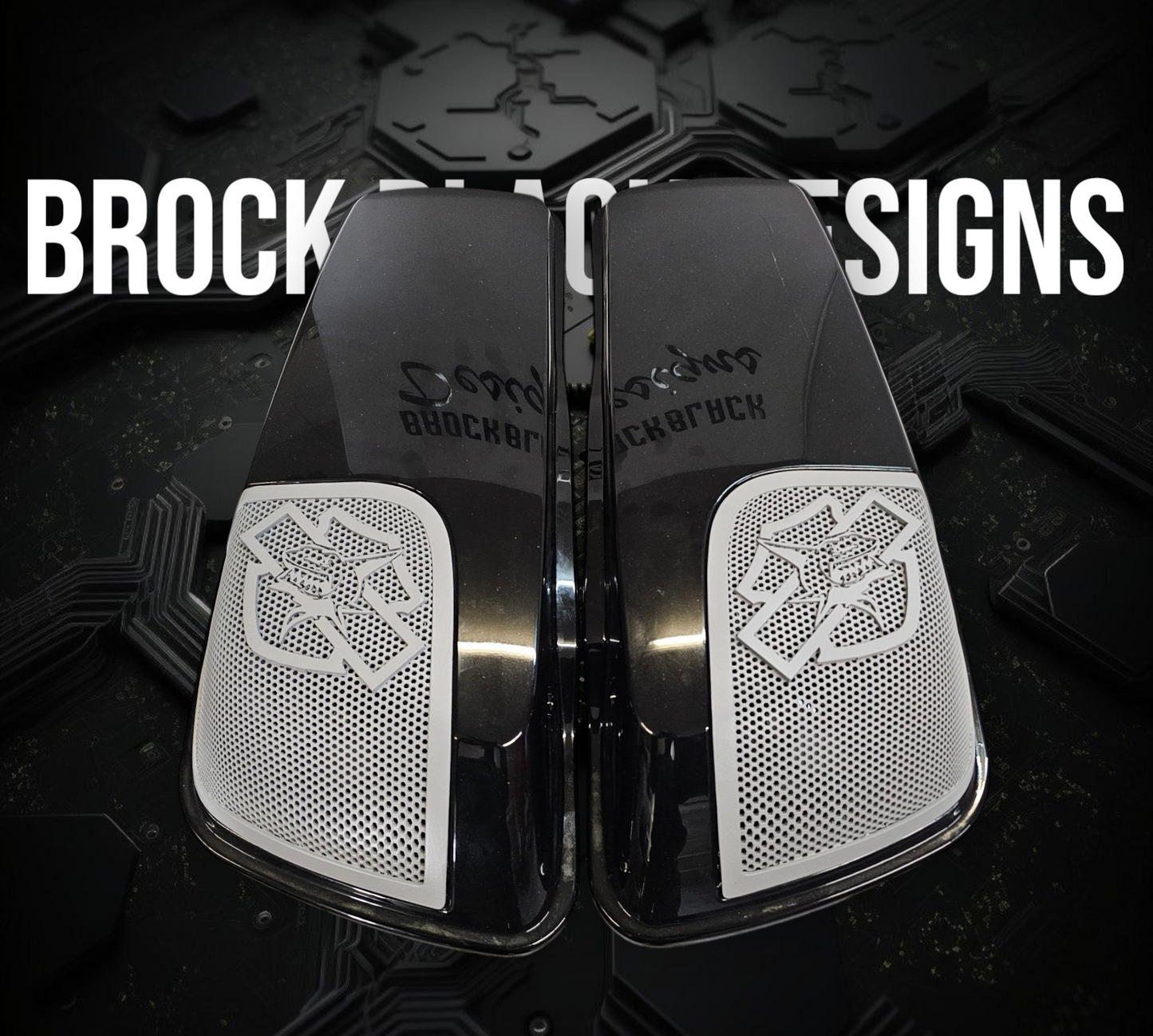 14-24 Harley Davidson bag lid Speaker Grill Cover shark theme