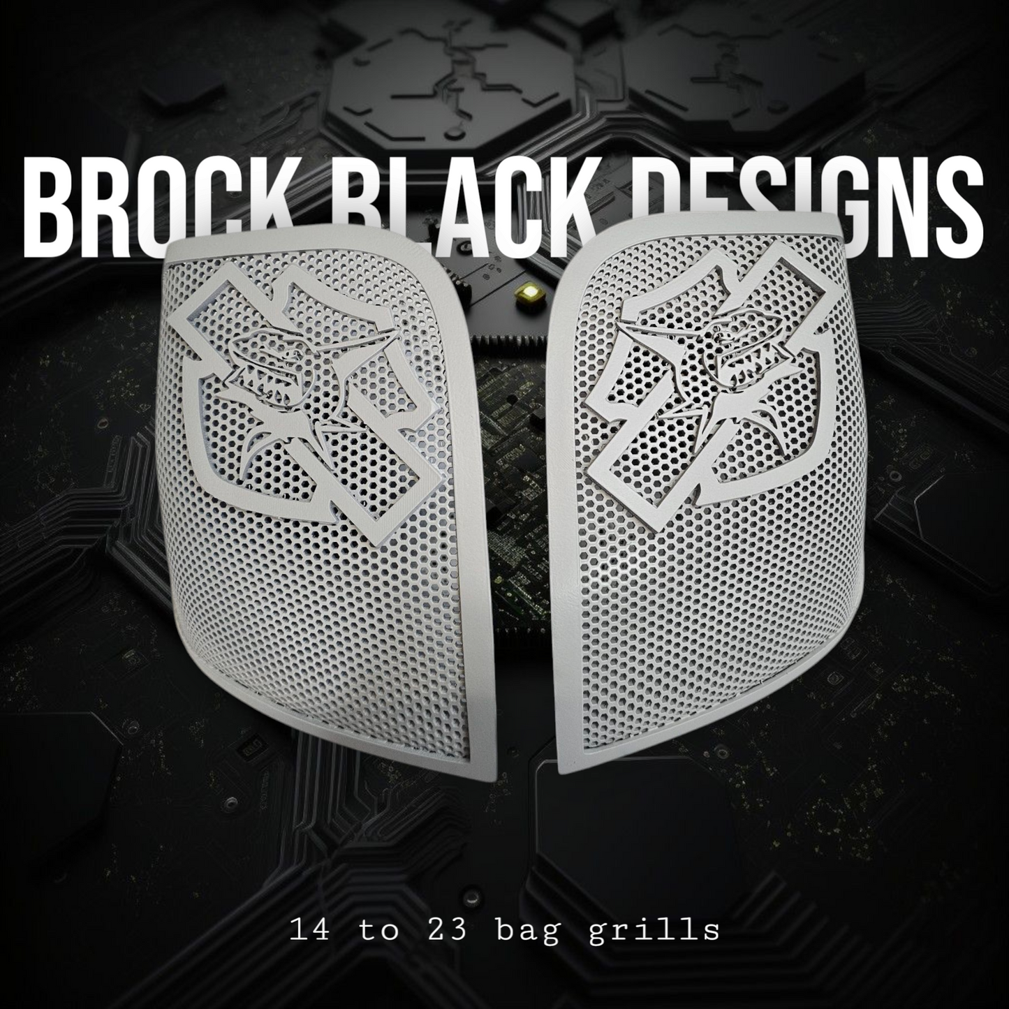 14-24 Harley Davidson bag lid Speaker Grill Cover shark theme