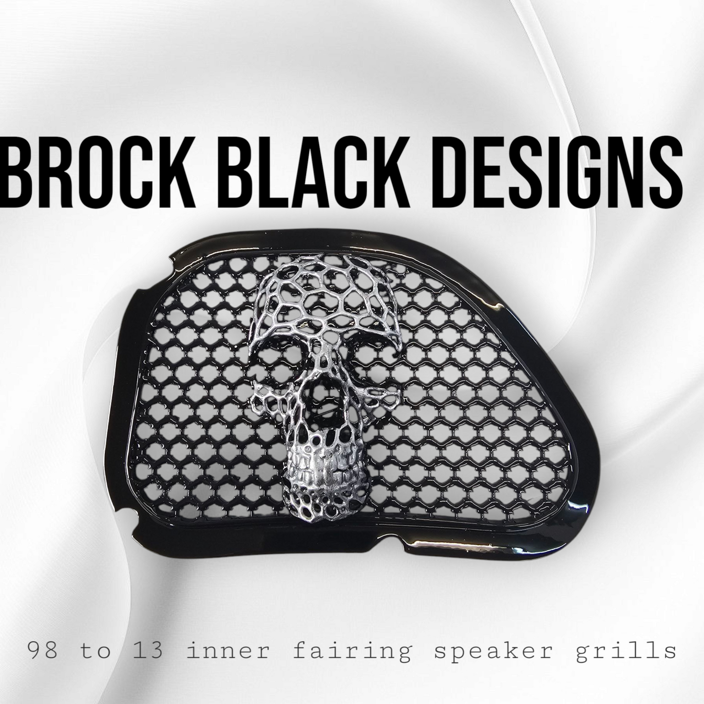 98-2024 Road Glide 3D webbed Skull speakers grill covers set