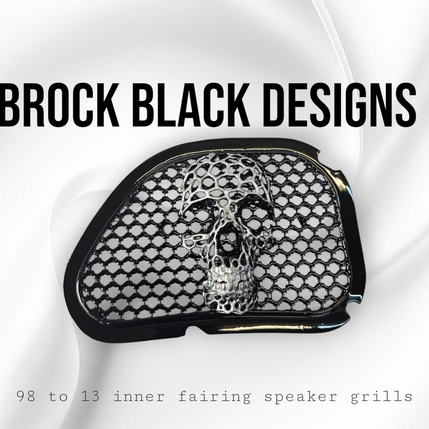 98-2024 Road Glide 3D webbed Skull speakers grill covers set