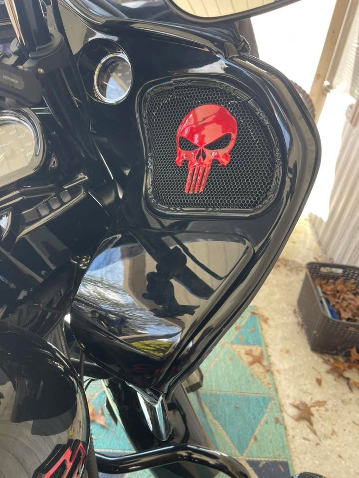 98-2024 Road Glide 3D punisher speakers grill covers set