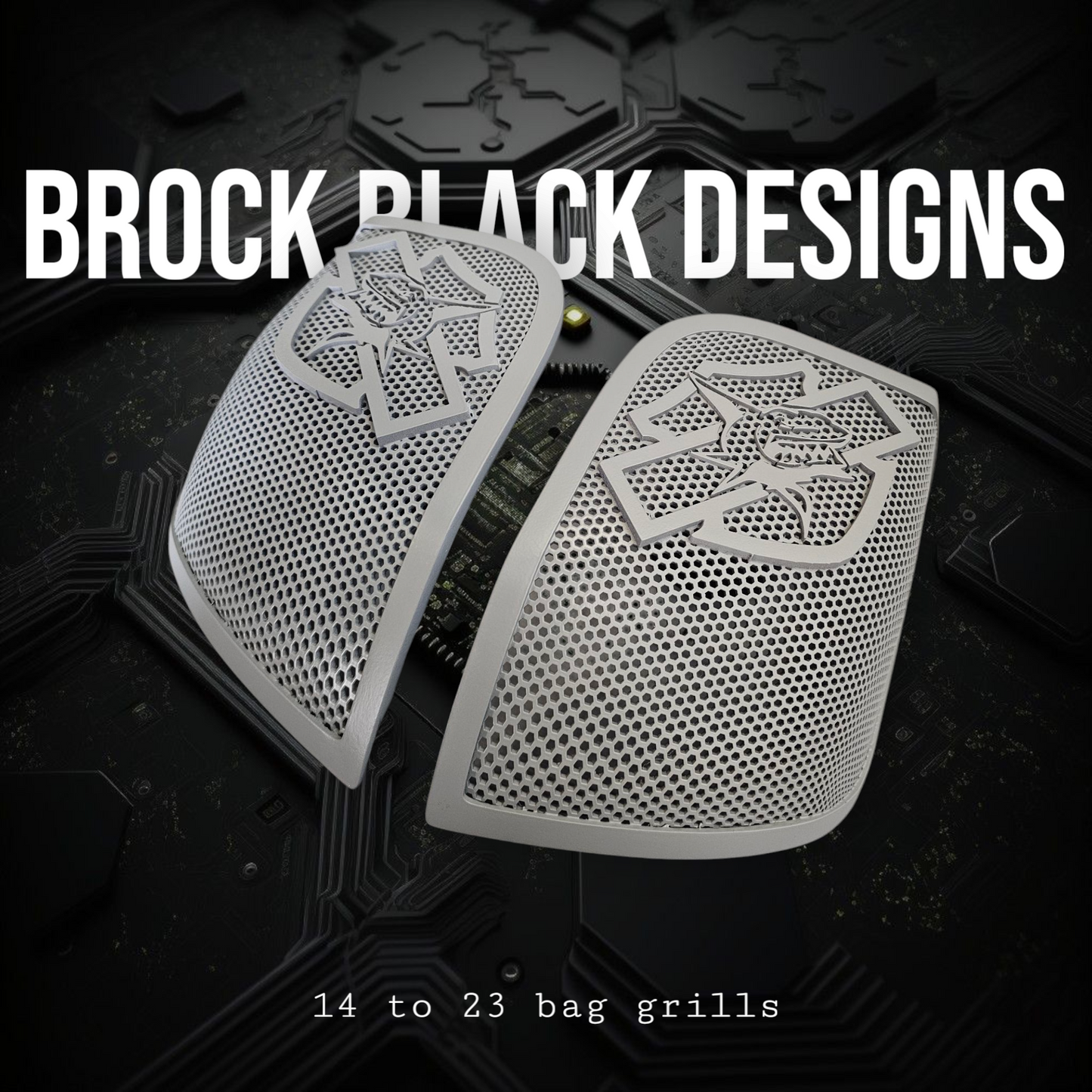 14-24 Harley Davidson bag lid Speaker Grill Cover shark theme