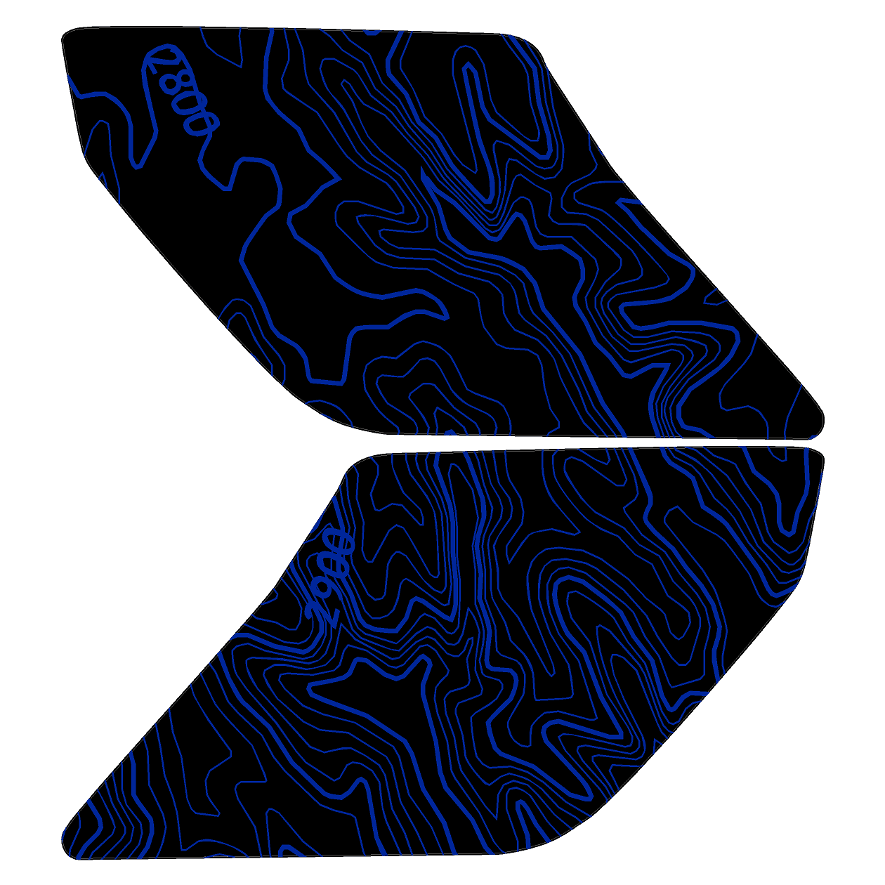 Topo Interior Lower Door Card Insert Overlays (Printed Series) - 2021+ Bronco 2 Door