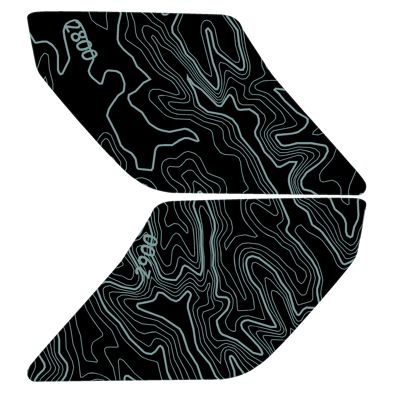 Topo Interior Lower Door Card Insert Overlays (Printed Series) - 2021+ Bronco 2 Door