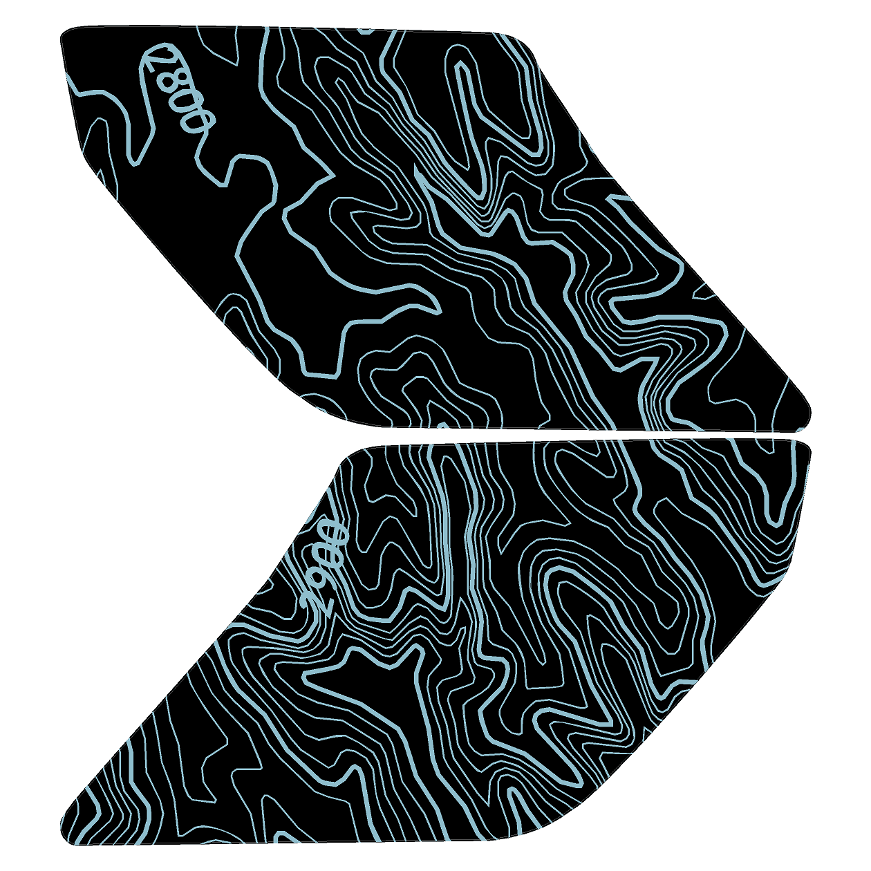 Topo Interior Sun Visor Overlays (Printed Series) - 2021+ Bronco (NO Homelink)