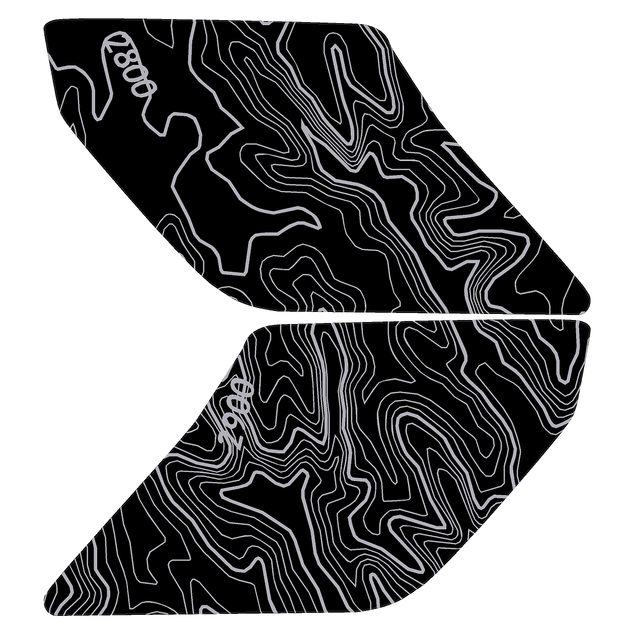 Topo Interior Lower Door Card Insert Overlays (Printed Series) - 2021+ Bronco 2 Door
