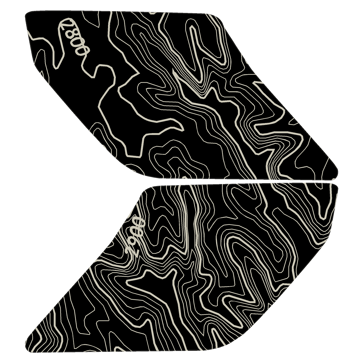 Topo Interior Lower Front Door Card Insert Overlays (Printed Series) - 2021+ Bronco 4 Door