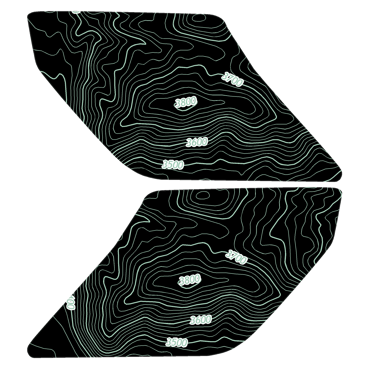 Topo Interior Lower Door Card Insert Overlays (Printed Series) - 2021+ Bronco 2 Door