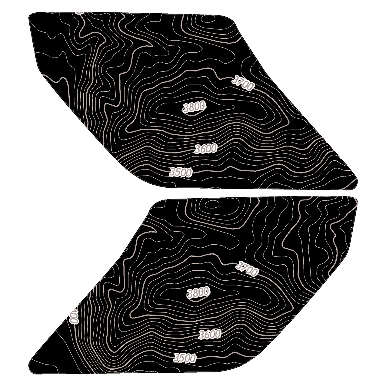 Topo Interior Lower Front Door Card Insert Overlays (Printed Series) - 2021+ Bronco 4 Door