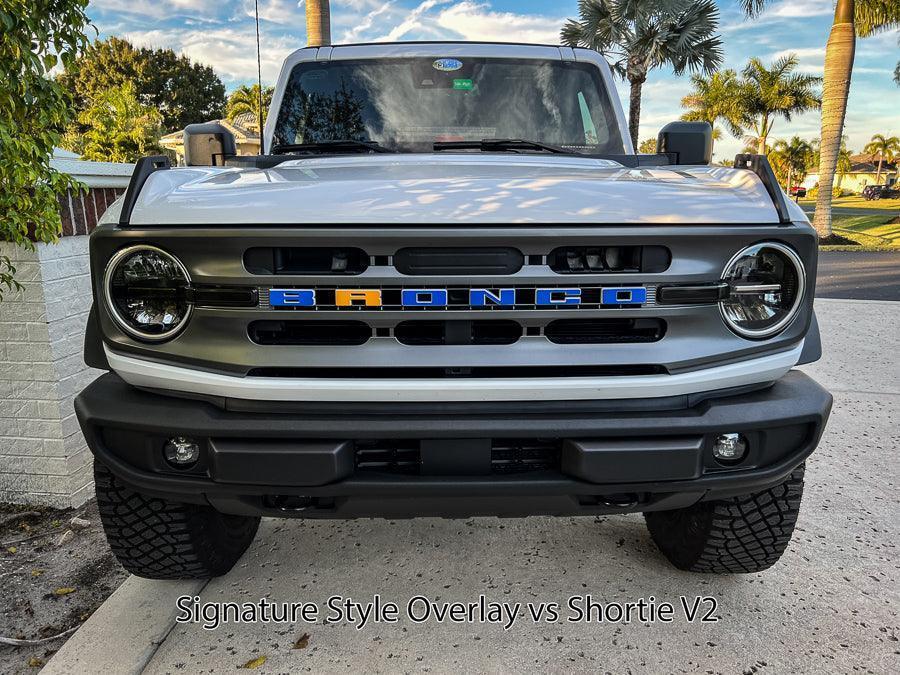 V2 Smoked Shortie Style Light Bar Overlays - 2021+ Bronco (Standard Headlights)